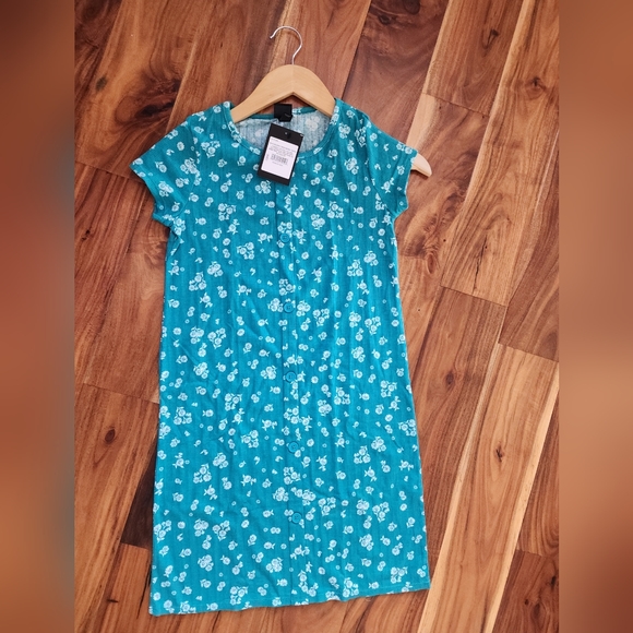 Art Class Teal blue/Green Floral Pullover Knit Kids Dress Size L 10-12 - Picture 7 of 15
